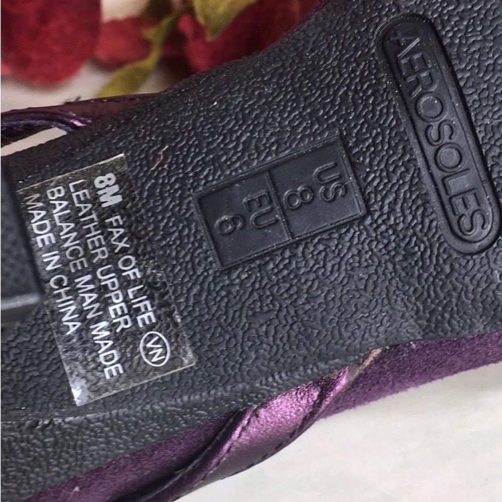 Aerosoles Metallic Dark Purple Strappy Leather High Heel Sandals - Picture 11 of 14